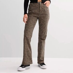 NEW Size 11 Love Fire High Rise Bootcut y2k Styled Leopard Print Cotton Jeans